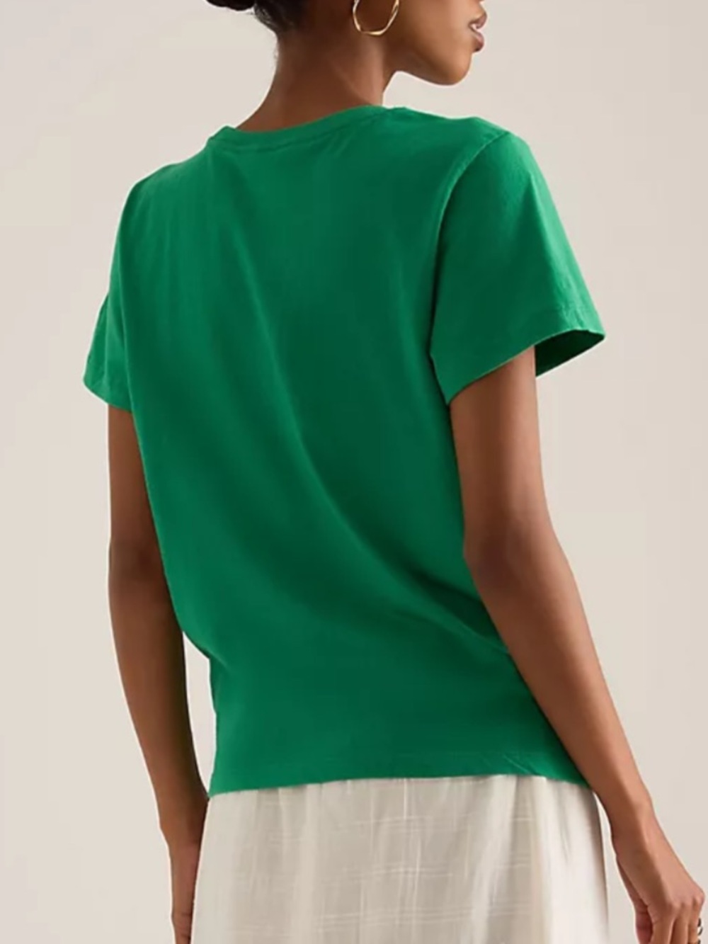 Maeve Anthropologie Sz XS Green Short Sleeve Evelyn Perfect Cotton T-Shirt NWOT - Picture 3 of 10